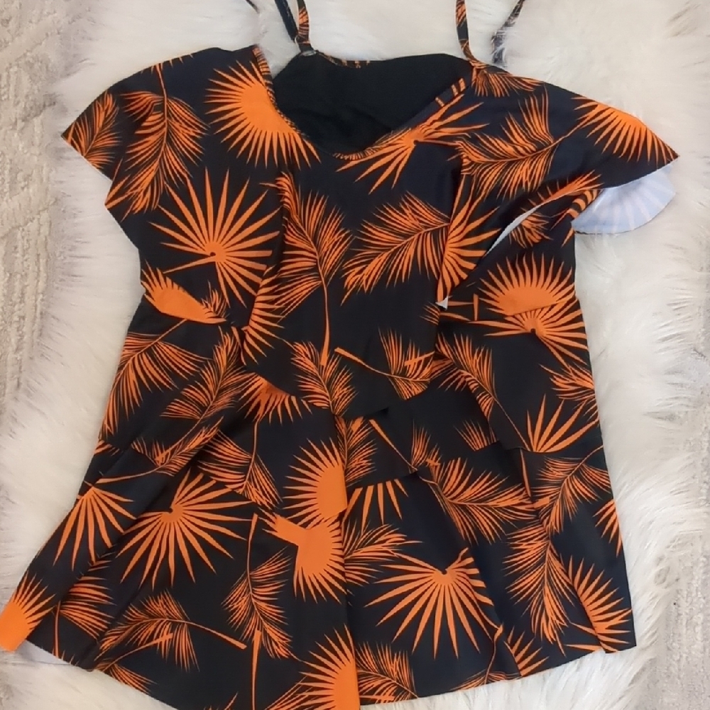 Tropical Orange and Black Women's Top